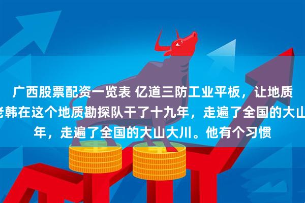 广西股票配资一览表 亿道三防工业平板，让地质队员告别“盲走”老韩在这个地质勘探队干了十九年，走遍了全国的大山大川。他有个习惯